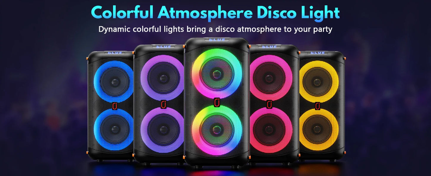T27 Wireless Bluetooth Speaker, Karaoke Machine with 2 Microphone, Home Karaoke Party Speaker with Led Light