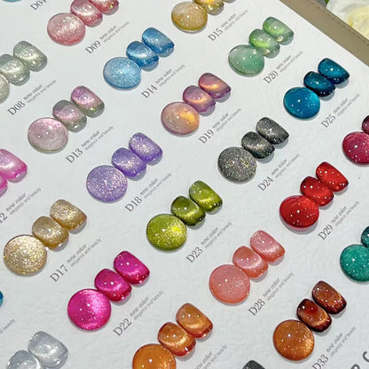Hot Sale 9D Cat Eye Nail Polish Tape Color Card Popular Semi Permanent Immersion Gel Nail Art Varnish Set Shiny Gel Clearcoat