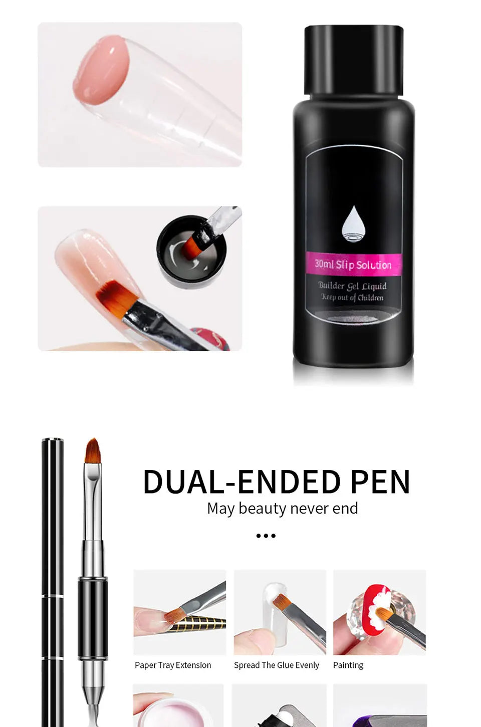 Poly Extension Gel Nail Kit 14 PCS 15ML Quick Building UV/LED Gel with Slip Solution and Nails Art Lamp  for Beginner Manicure