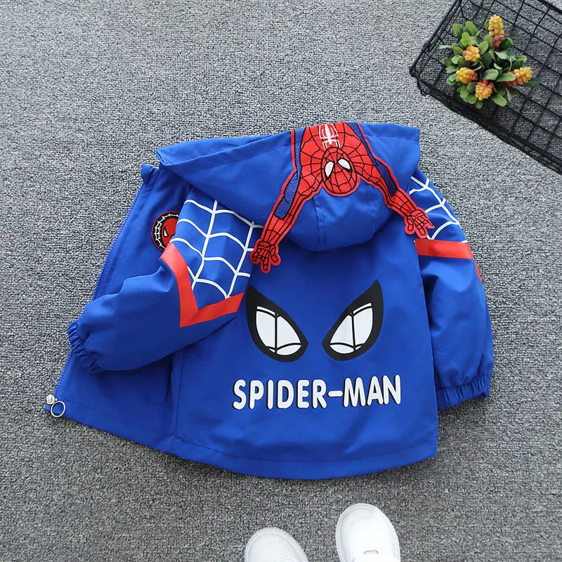 Boys Spiderman Hooded Jackets 1-10 Years Girls Spring Autumn Stitch Print Sports Coats Children Cartoon Outerwear Kids Clothes