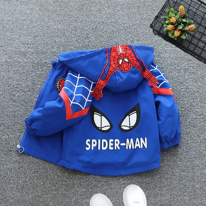 Boys Spiderman Hooded Jackets 1-10 Years Girls Spring Autumn Stitch Print Sports Coats Children Cartoon Outerwear Kids Clothes