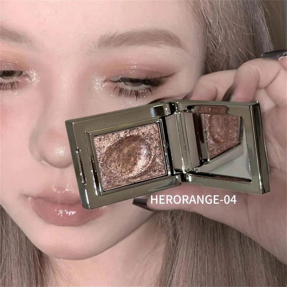 Metallic Glitter Eyeshadow Cream Sparkling Mousse Shimmer Highlighter Pressed Pigments Punk Purple Pearlescent Eyeshadow Palette