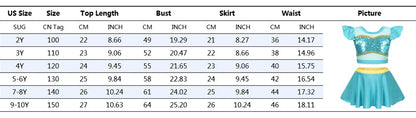 Girls Princess Swimsuit Cinderella Elsa Belle Rapunzel Cosplay Beachwear Kids Summer Fashion 2 Pcs Swimsuit Sets 2-9Yrs