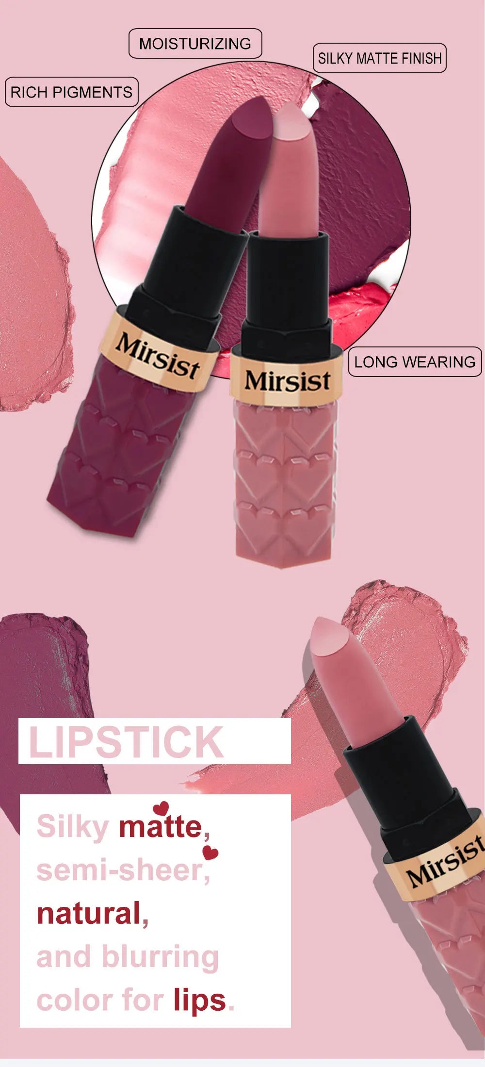 Velvet Matte Lipstick Non Transfer Waterproof Highly Pigmented Longwear Nude Peach Brown Cherry Tones Smooth Lip Makeup