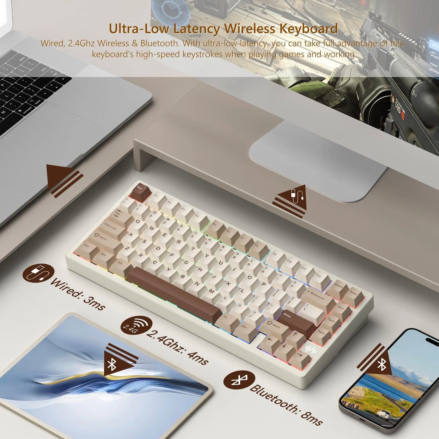 Womier RD75 75% Wireless Mechanical Keyboard Quick Release Aluminum Custom QMK/VIA Tri-Mode Hot Swappable Keyboard