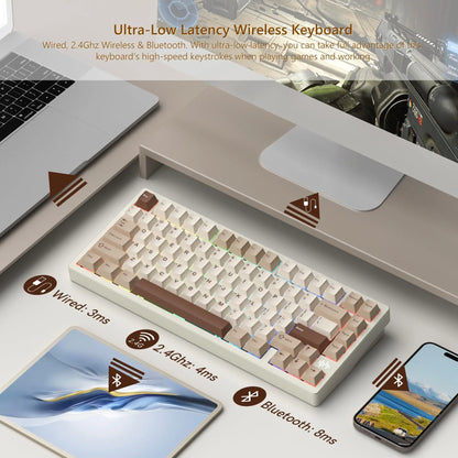 Womier RD75 75% Wireless Mechanical Keyboard Quick Release Aluminum Custom QMK/VIA Tri-Mode Hot Swappable Keyboard