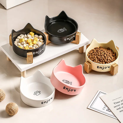 Cat Bowl Black Ceramic Dog Bowl Black Bowl Cat Food Bowl Dog Bowl Dog Drinking WaterCatFood Bowl Pet Water Bowl Anti-overturning