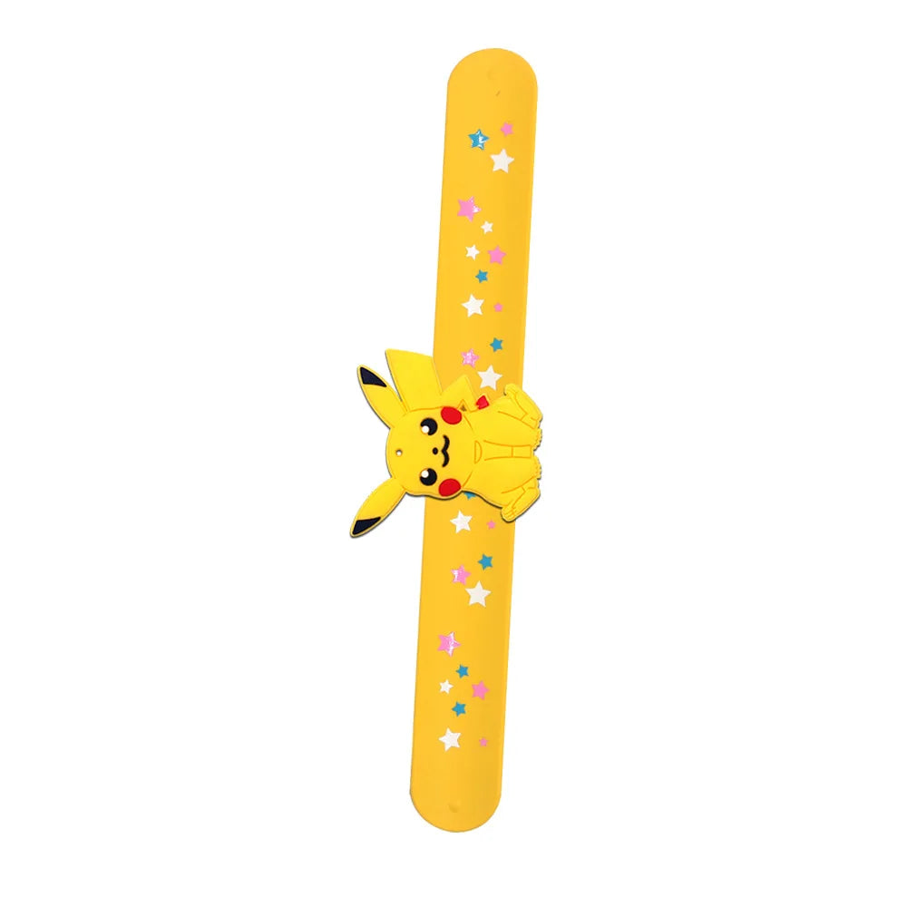PVC Pokemon Slap Bracelet Kids Pikachu Birthday Decoration Anime Wristband Child Slap Band Puzzle Toy Boys Girls Birthday Party