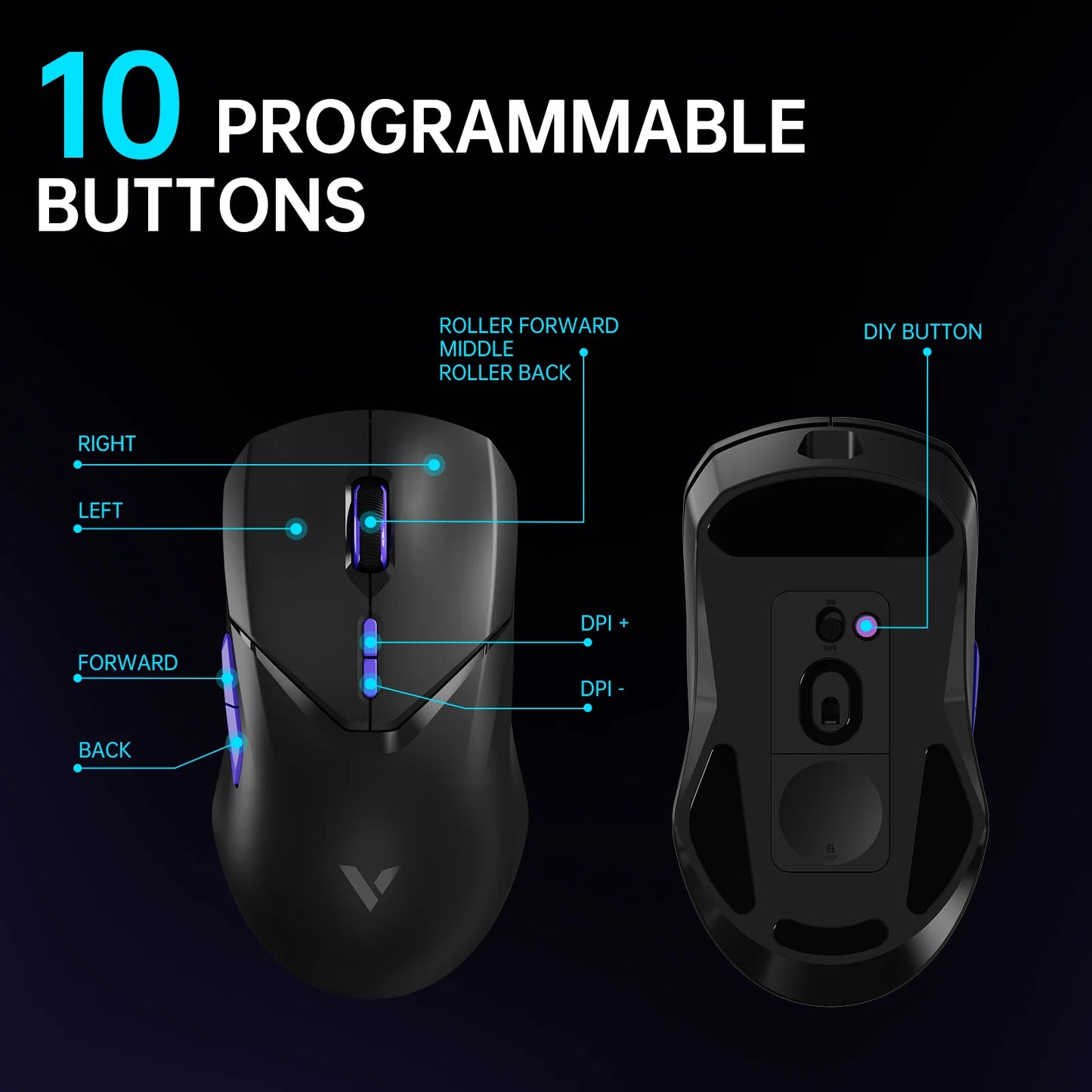 Rapoo VT9PRO 4K Wireless Gaming Mouse Superlight 26000DPI 4KHz Polling Rate 0.25ms Response Time 180H BatteryLife PAW3398
