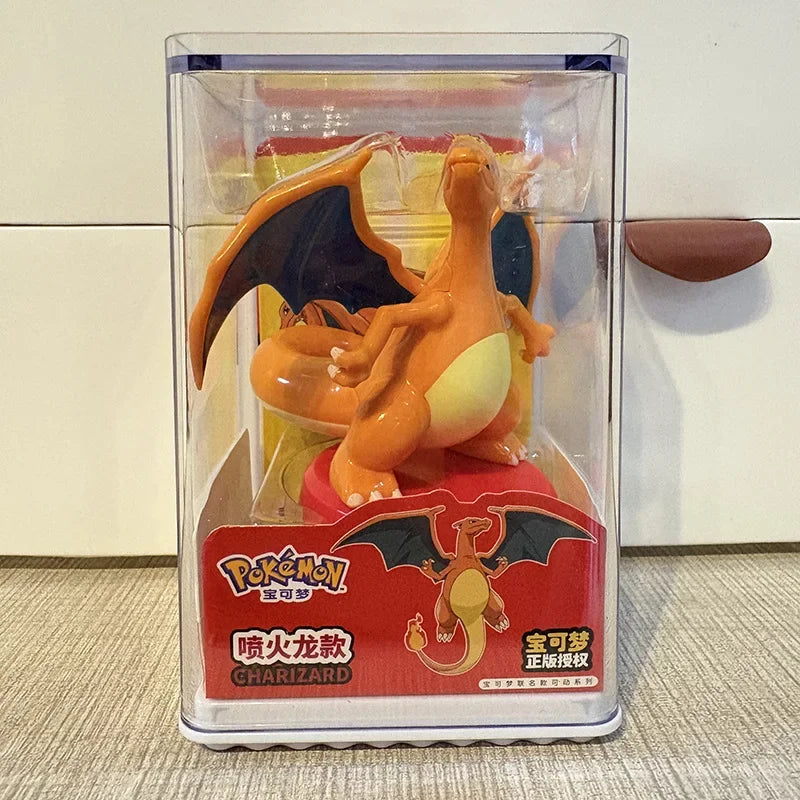 Original Pokemon Action Figure Blind Box 6pcs Set, Pikachu Gengar Dragonite with Acrylic Display Case Collection Children's toys