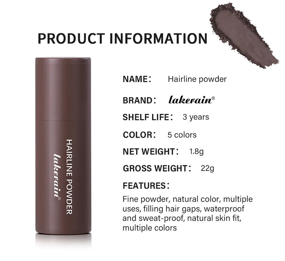 Lakerain Hairline Powder Filling Hair and Eyebrows Gaps Naturally Modify Long Lasting Holding Waterproof Sweat-proof Fine Powder