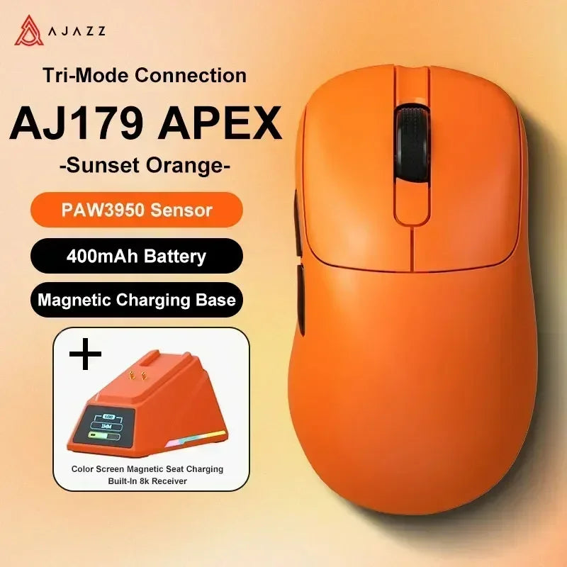 Ajazz AJ179 Apex AJ179PRO 8kHZ Wireless  Gaming Mouse PAW3950 Sensor 30000DPIR GB Charging Dock Macro Defines The Wired Mouse