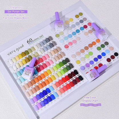 Eleanuos Bubble 60pcs Gel Polish Set Very Good Nail Gel 15ML With Color Card For Nail Art Whole Set Nail Gel Polish Learner Kit
