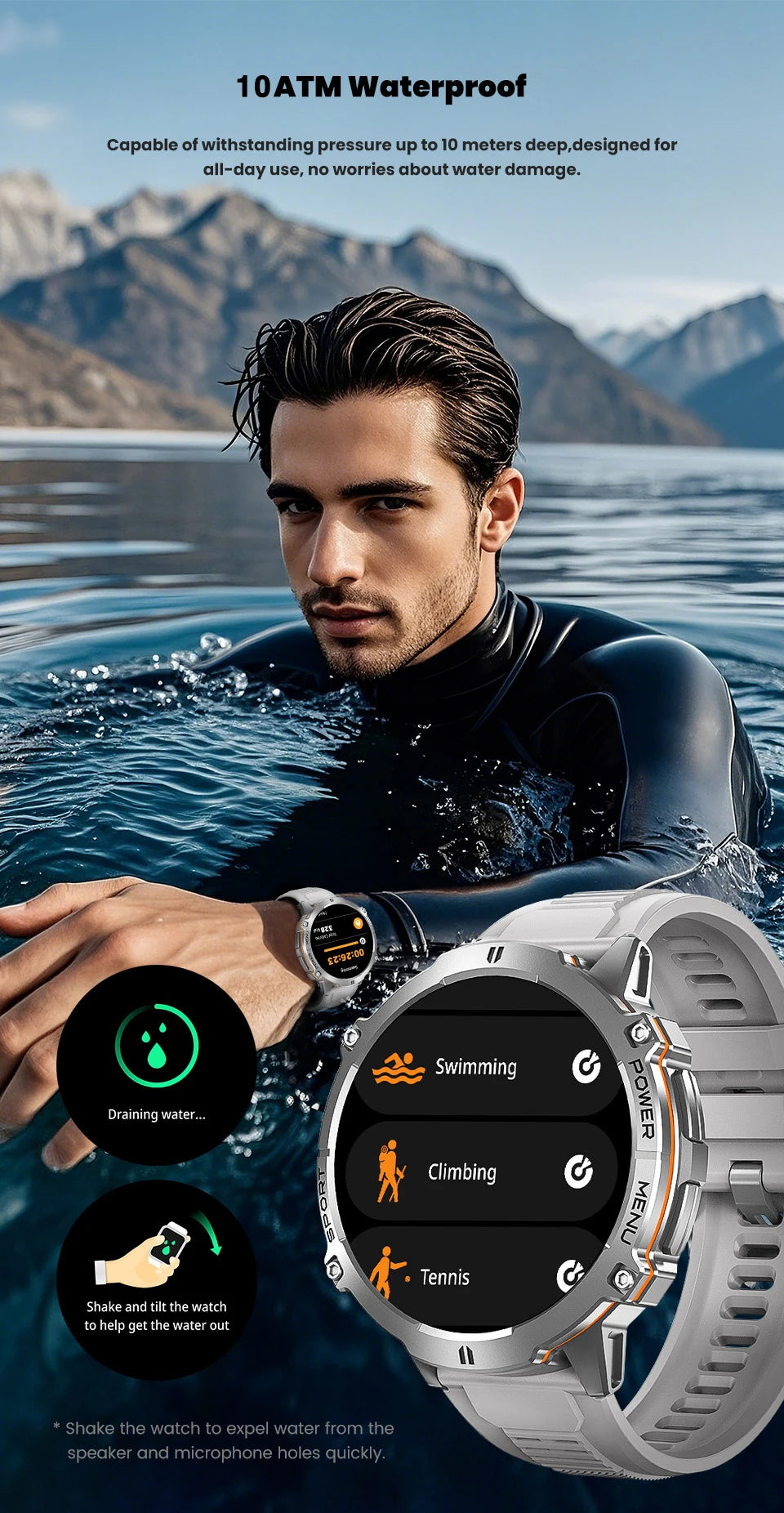TANK X3 Smartwatch – GPS, BT Call, Compass & 5ATM Waterproof