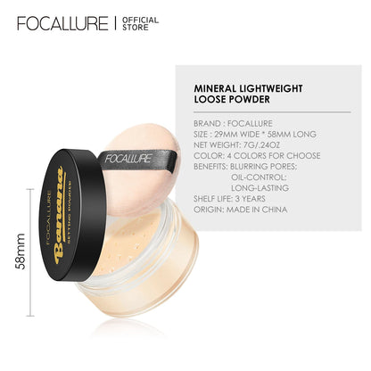 Focallure Face Loose Powder 3 Colors Ultra-Light Perfect Finishing Makeup Powder Waterproof Translucent Setting Powder Cosmetic