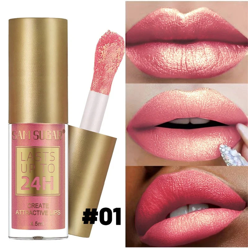 6 Colors Waterproof Nude Pink Glitter Lipstick Makeup Long Lasting Velve Red Sexy Shimmer Lipsticks Cosmetics Beauty