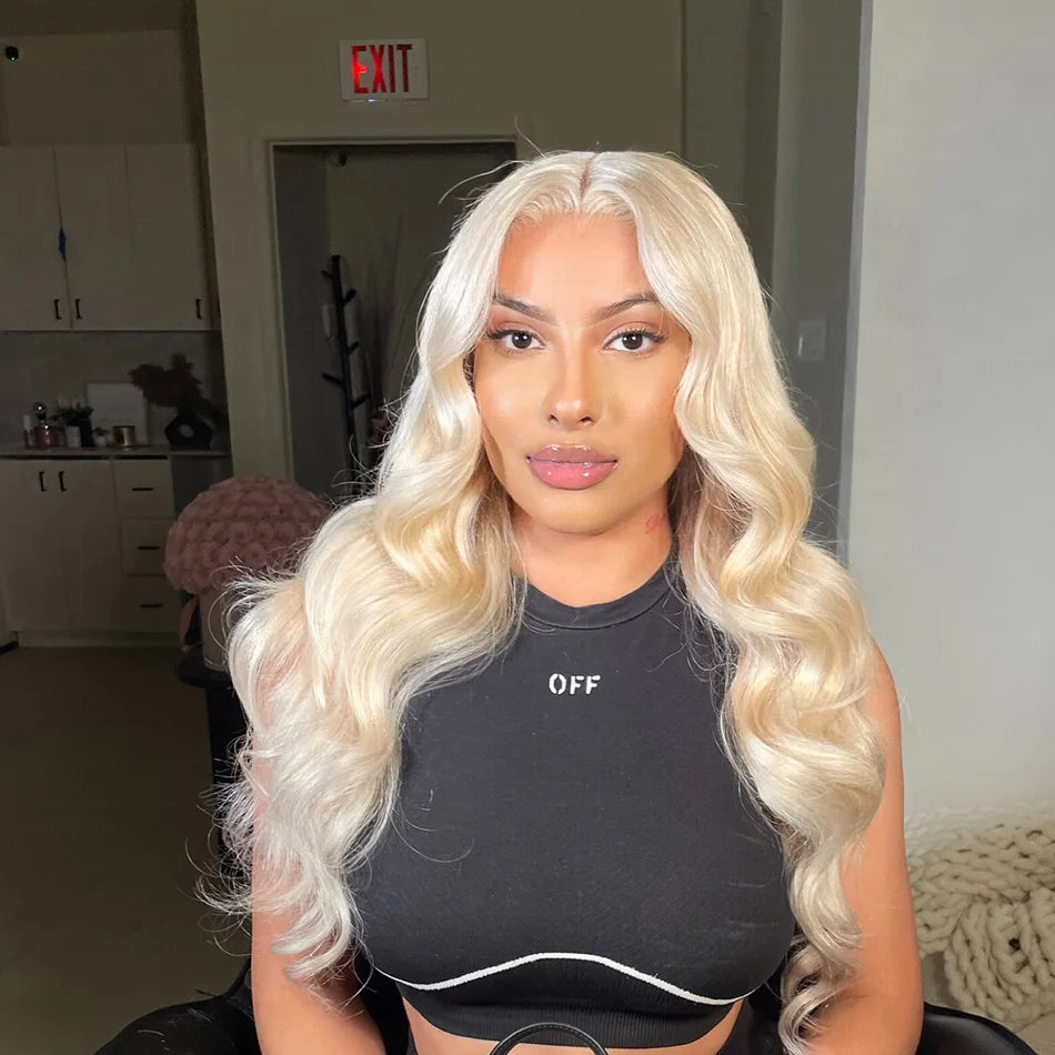 40Inch 613 13x6 Lace Front Wig Human Hair Body Wave Blonde Wig Human Hair 613 HD Transparent Blonde Lace Front Wigs Pre Plucked