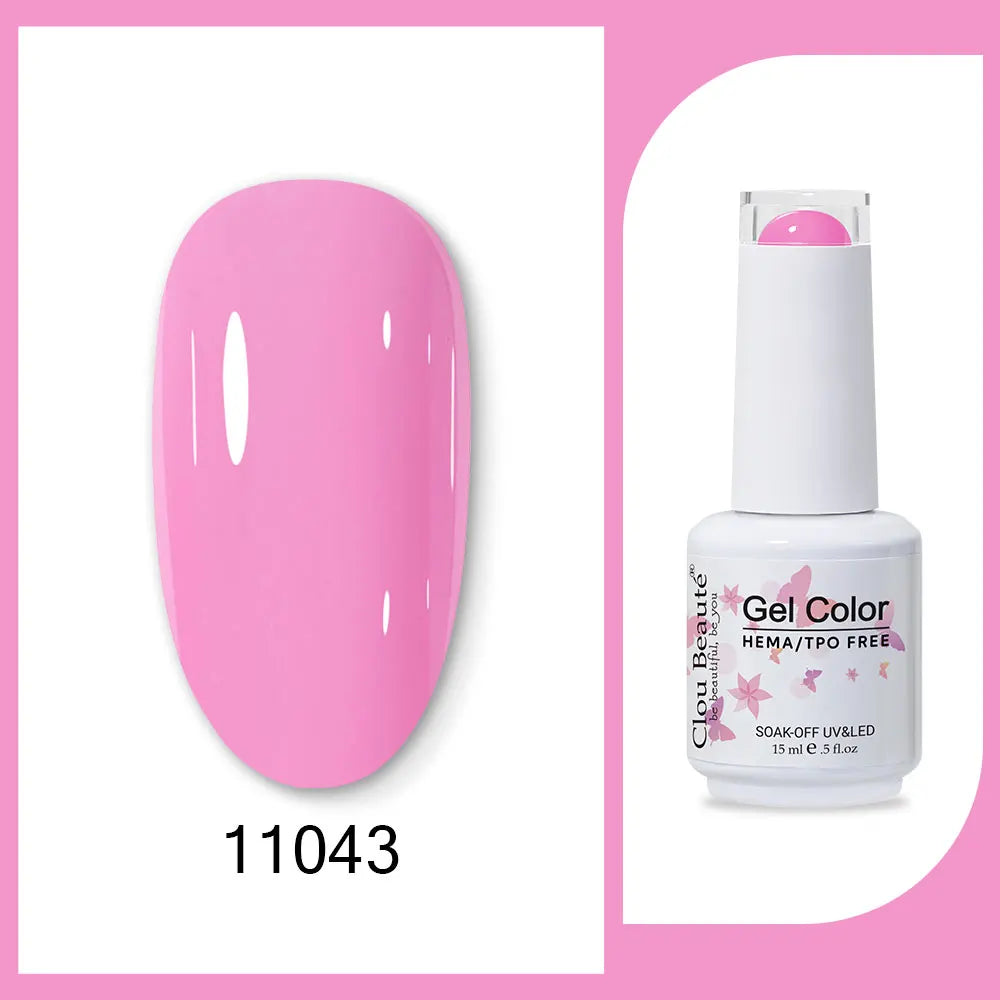 Clou Beaute 15ml Red Black White Green Neon Gel Nail Polish Base Top Coat Velvet Top 400 Colors Semi Permanent Gel Nail Varnish