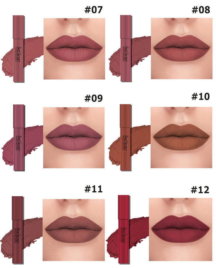 12-Color Matte Lip Pencil Set.