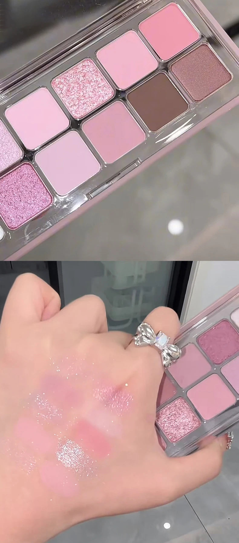 12 Colors Shimmer Matte Eyeshadow Palette Nude Rose Pink Glitter Pigment Eye Shadow Lasting Waterproof Make Up Palette Cosmetics
