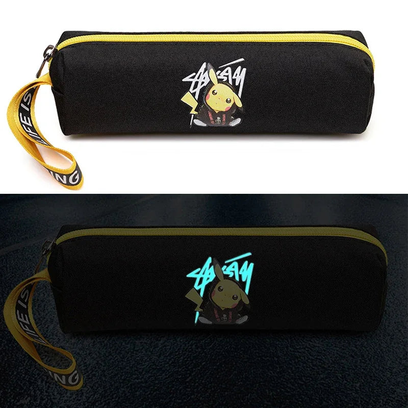 New Anime Pokemon Pikachu Pencil Case Kawaii Cartoon School Student Glowing Pencil Bag Stationery Kids Supplies Festival Gift