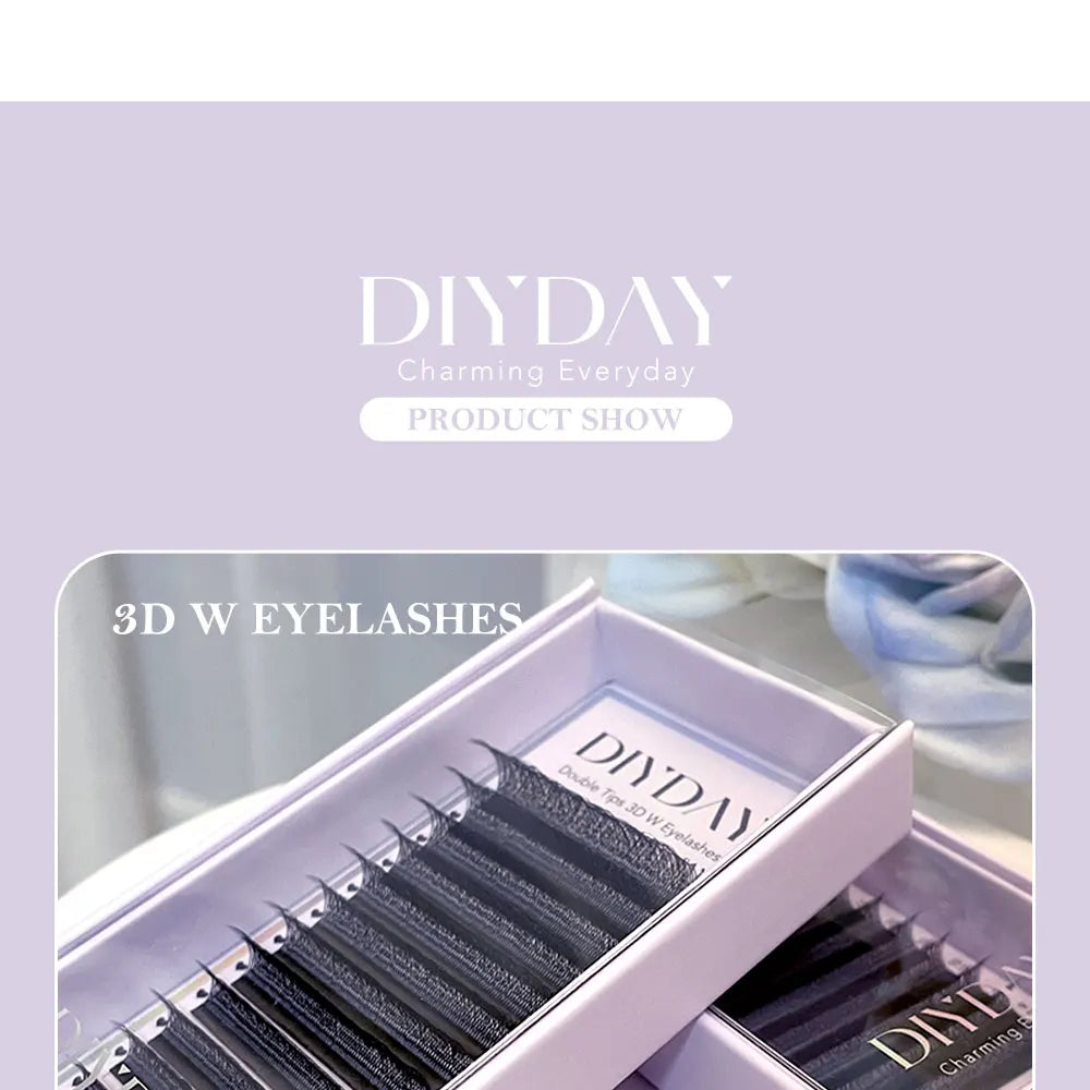 DIYDAY W Shaped Eyelash Extension Premade 3d 4d 5d 6d 7d 8d Mink Faux Lashes BASF PBT Natural Look False Eyelashes