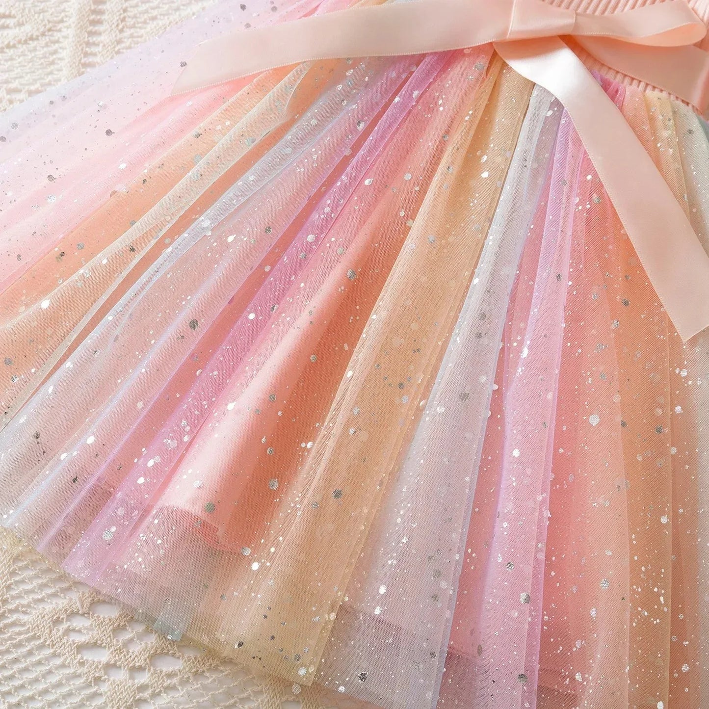 K-Pop Hunters Zoey Mira Rumi Colorful Princess Dress for Kids Girls Casual Long Sleeve Sequin Mesh Dresses Party Gift 1-5Y
