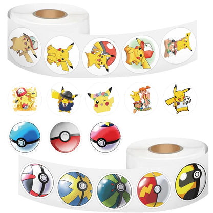 1000/500Pcs Pikachu Sticker Pokemon Roll Stickers Tape Hand Account DIY Decorative Seal Waterproof Cup Sticker Kawaii Gift Toys
