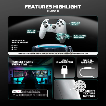 FANTECH NOVA II WGP16 Wireless Gamepad Gyro Sensor Hall Joystick and Effect Trigger for PS4 NS2 Wired Controller Gamer
