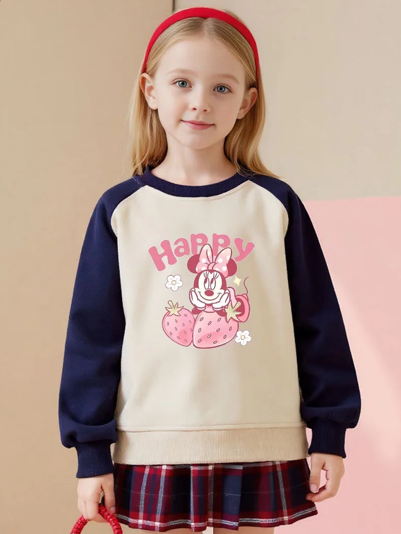 Baby Girls Casual Sweatshirts Spring Autumn New Style Children Fashion O Neck Spliced Long Sleeved Hoodies Kids Pullover Tops