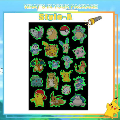 8pcs Luminous Pokemon Pikachu Cute Tattoo Stickers Arm Face Glowing Body Art Children Temporary Tattoo Kids Gift Party Supplies
