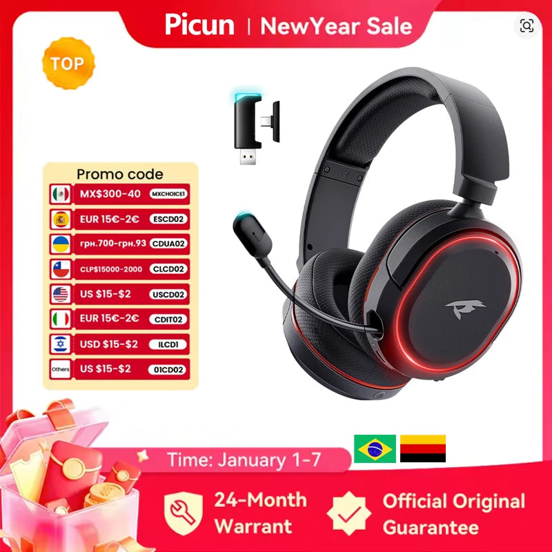Picun G2 Gaming Headset (2.4G + Bluetooth, 7.1)