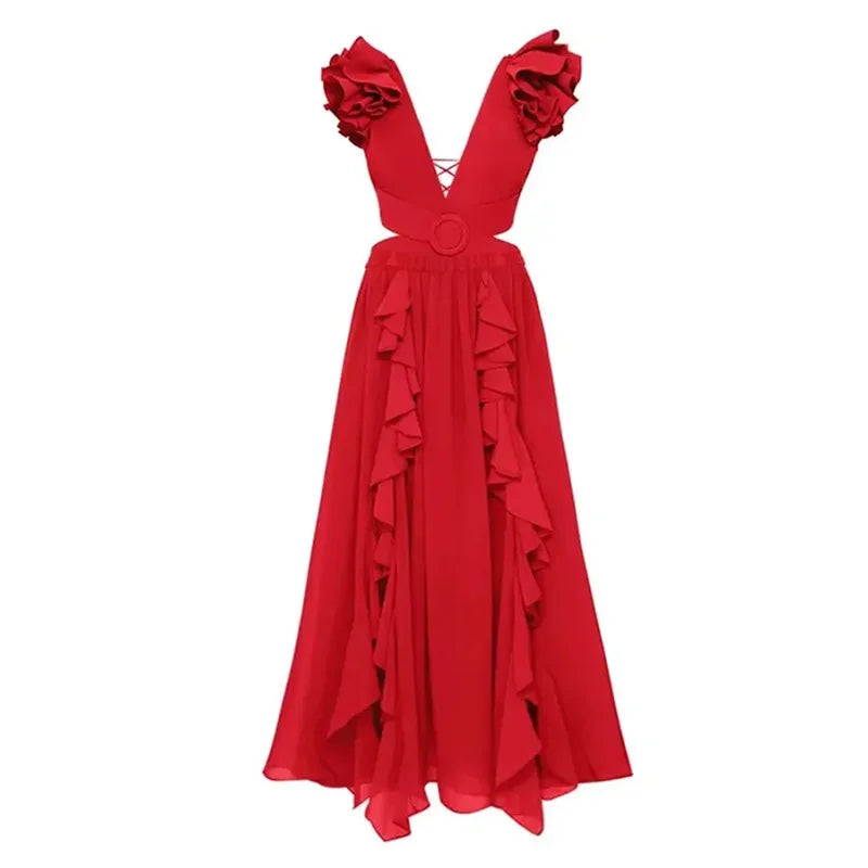 2024 Sexy Women's Swimsuit with Skirt One-Piece Swimwear Vintage Ruffle V Neck Cover Up Bikinis Set Beachwear Bathing Suit
