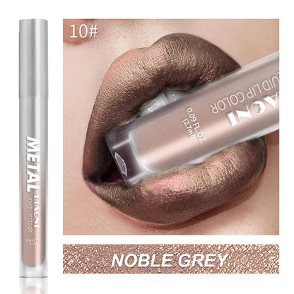 12 Colors Glitter Metallic Liquid Lipstick Pearlescent Waterproof Shiny Lip Gloss Non-stick Cup Long Lasting Shimmer Lips Makeup