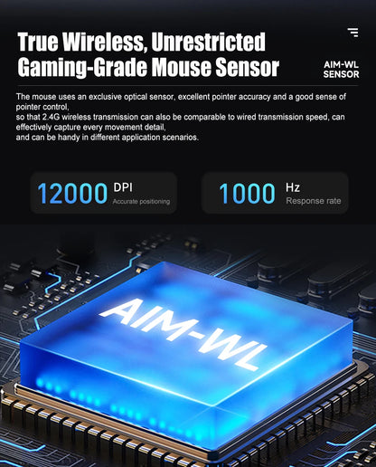 DAREU EM901X Wireless Mouse, 2.4G Wired Dual-mode Mouse, AIM-WL 12000 DPI RGB Magnetic Charging Dock Gaming Mouse for PC Gamer