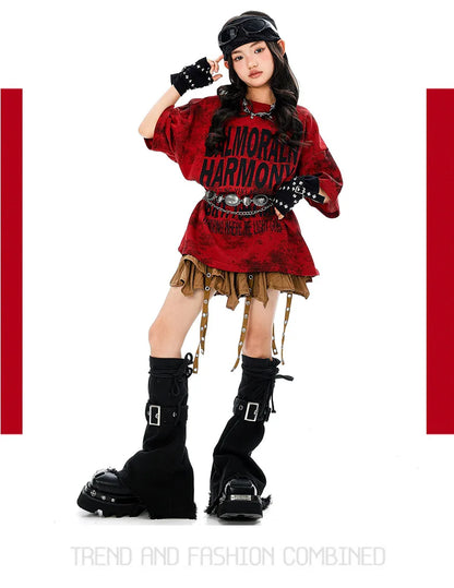 Girls Hiphop Group Jazz Dance Performance Clothes Loose Short Sleeve Top Pants Street Dance Costumes Wear