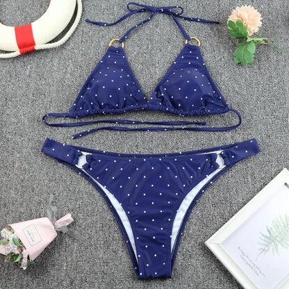 Halter Bikini Set Two Piece Swimsuit 2025 Vintage Swimwear Women Swimsuit Bathing Suit Beachwear Brazilian Female Swimming Suits