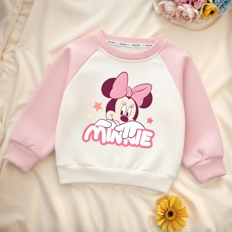 Cartoon Printed Girls Casual Sweatshirts Spring and Autumn Kids O Neck Hoodies Spliced Long Sleeve Children's Sport Pullover New