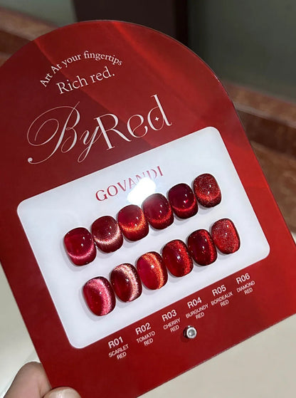 High-end Red 3D Cat Eye Magnetic Gel Polish Set With Color Card Soak Off UV LED Glitter Cat's Eye 9D Magnet Nail Gel 6pcs 15ml