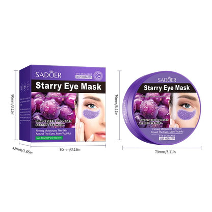 SADOER Starry Grape Collagen Eye Mask: 60pcs Anti-Dark Circle & Deep Hydration Patches