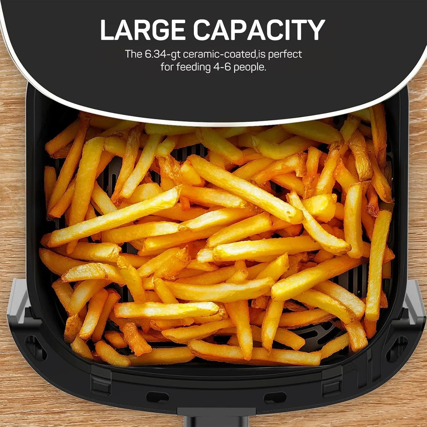 Air Fryer, 6-Quart with Viewing Window, 12-in-1 Functions, Beige