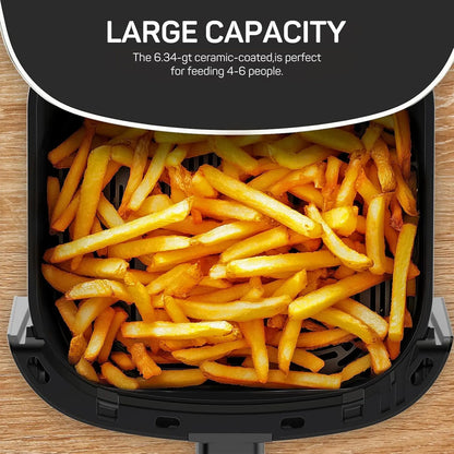 Air Fryer, 6-Quart with Viewing Window, 12-in-1 Functions, Beige