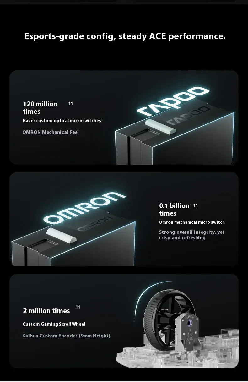 Rapoo VT0 MAX Wireless Gaming Mouse PAW3950 PAW3398 Nordic54L15 Chip Dual 8KHz 45000DPI Ergonomic FPS Gaming Mouse for PC Gamer
