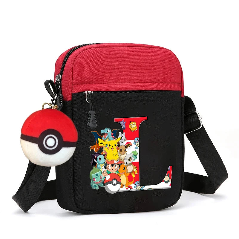 Cute Pokemons Letter A-Z Chest Packs Anime Pikachus Boy Girl Daily Travel Phone Pouch Shoulder Bag Outdoor Sport Crossbody