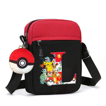 Cute Pokemons Letter A-Z Chest Packs Anime Pikachus Boy Girl Daily Travel Phone Pouch Shoulder Bag Outdoor Sport Crossbody