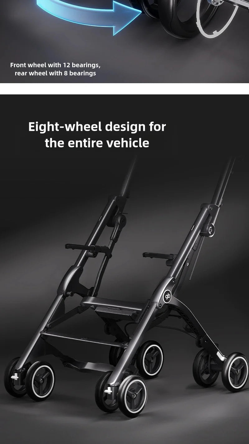 gb Pockit 3H baby Steoller (Includes Free Armrest), All-Terrain, Lightweight Stroller, Travel-Friendly