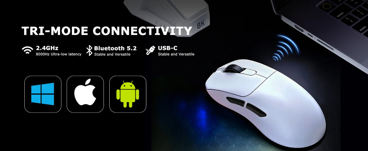 Ajazz AJ179 Apex AJ179PRO 8kHZ Wireless  Gaming Mouse PAW3950 Sensor 30000DPIR GB Charging Dock Macro Defines The Wired Mouse