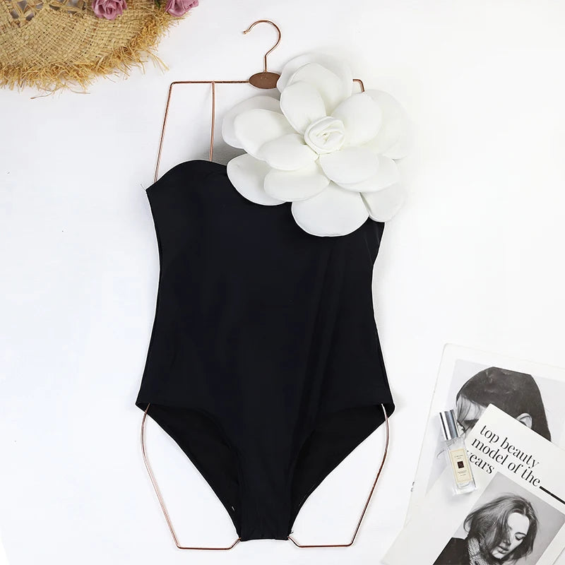 2024 Sexy Women's Swimsuit with Skirt One-Piece Swimwear Vintage Ruffle V Neck Cover Up Bikinis Set Beachwear Bathing Suit