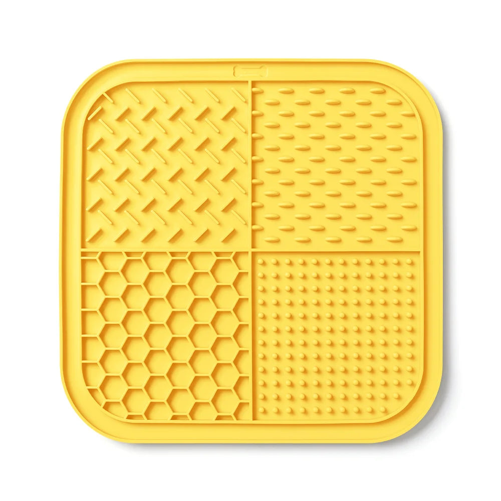 BPA-Free Silicone Pet Lick Mat: 4-Texture Slow Feeder with Powerful Suction Cups