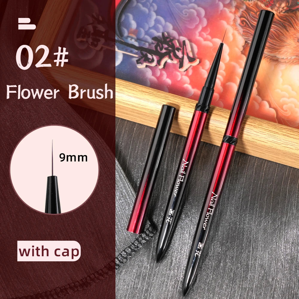 New 1/13pcs Nail Art Brush Set Black Red Metal Handle Acrylic UV Gel Polish Crystal Acrylic Nail Drawing Tools High Quality